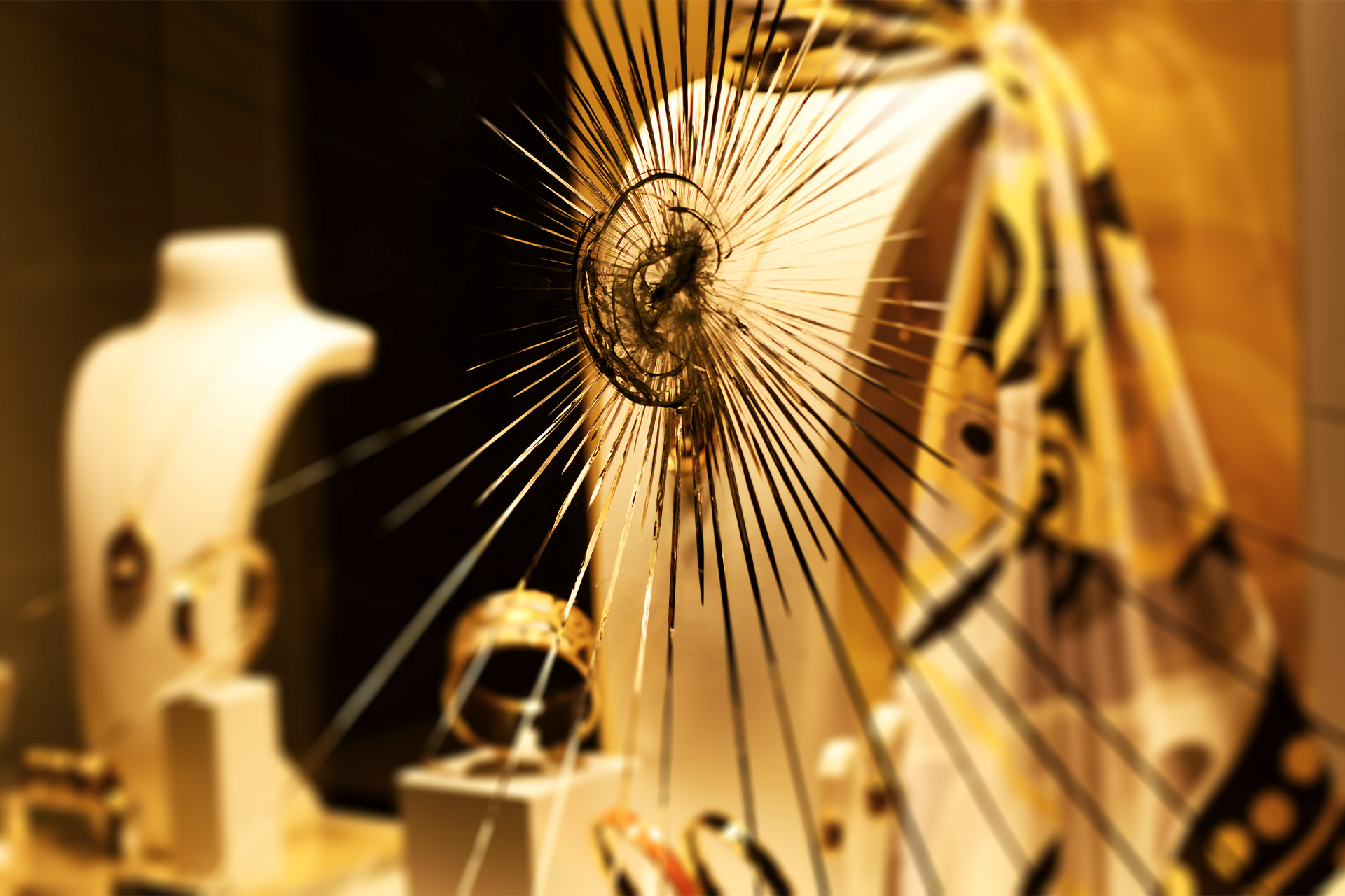 A broken shop window
